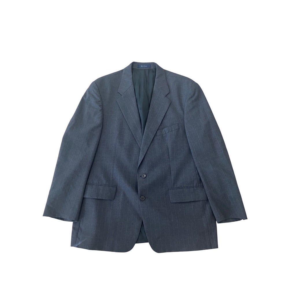 CHAPS Ralph Lauren Mens Charcoal Pinstripe‎ Wool Blazer Jacket 2 Button